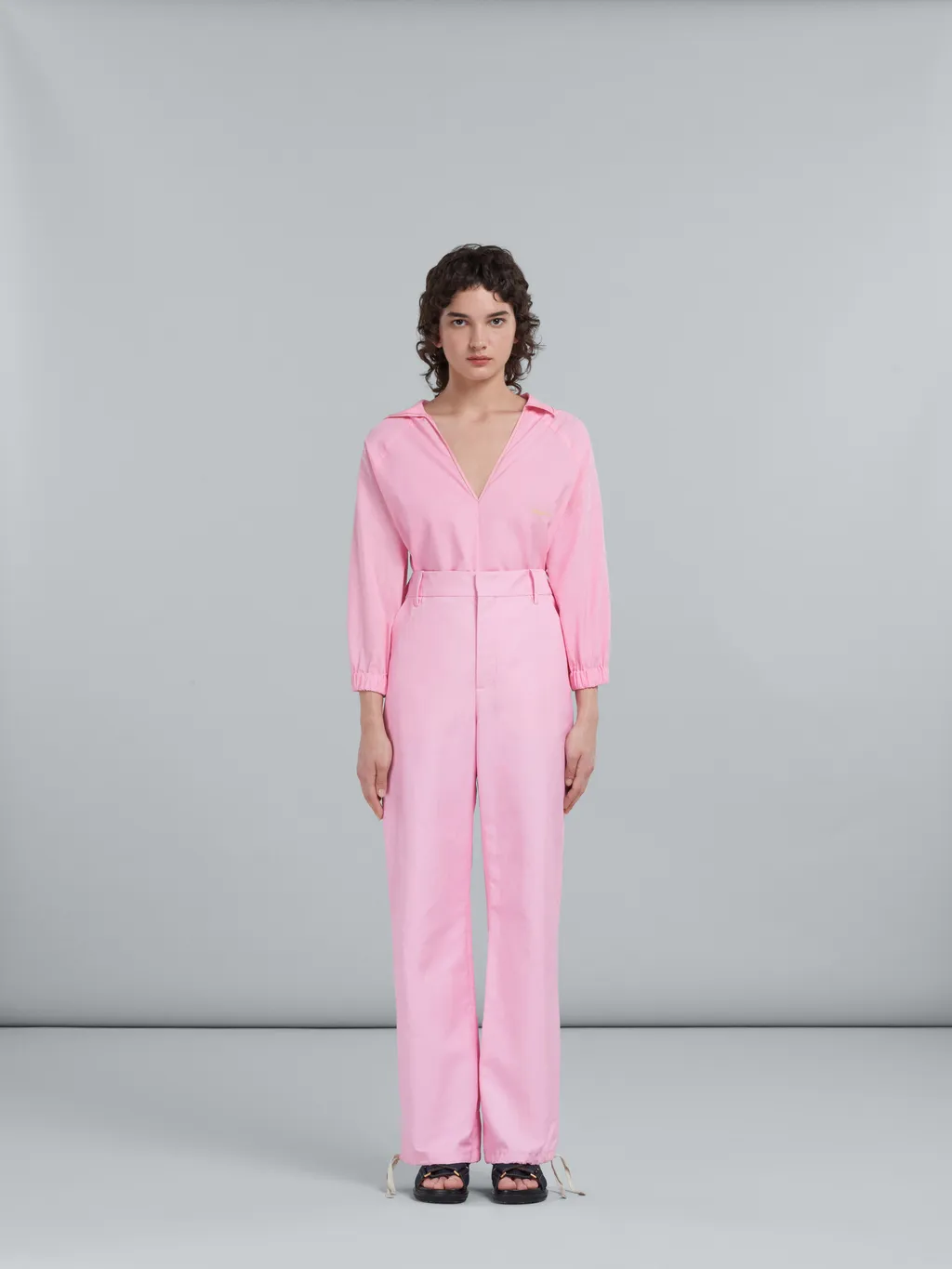 Marni Logo-Embroidered High-Waist Trousers