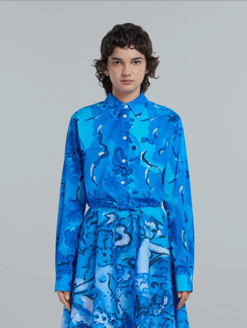 Marni Abstract Floral Printed Ruched Shirt