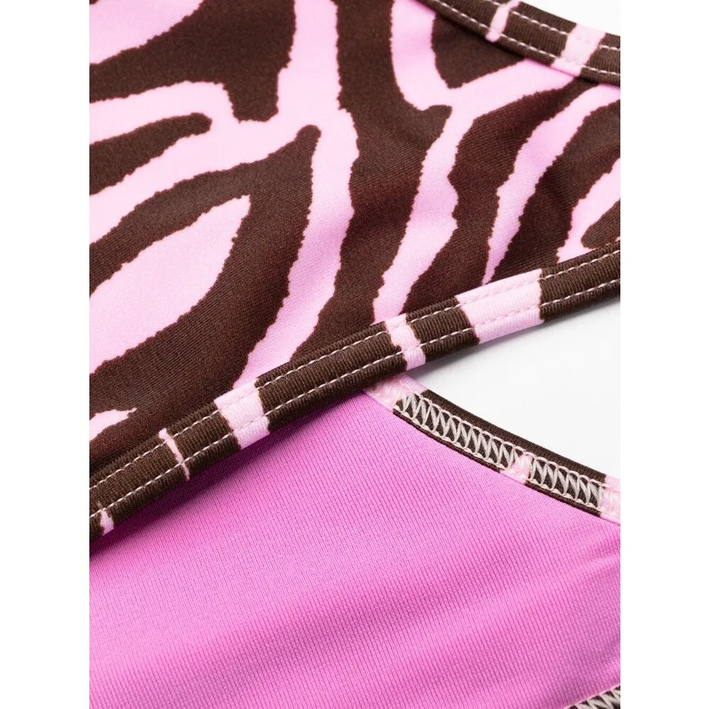 The Attico Zebra-Printed Two-Piece Bikini Set