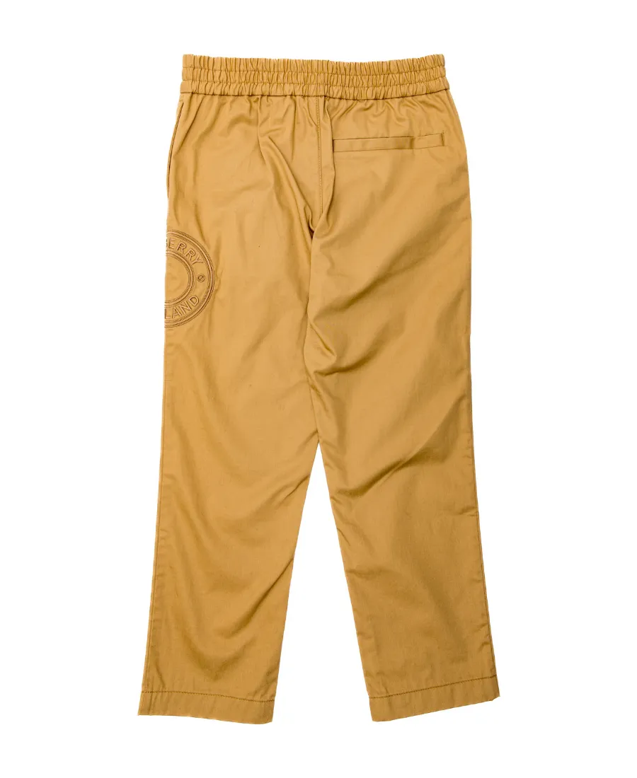 Burberry Kids Logo Embroidered Straight Leg Trousers