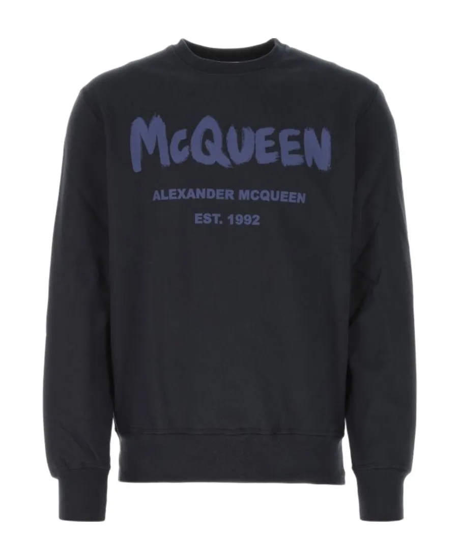 Alexander Mcqueen Graffiti Logo Printed Crewneck Sweatshirt