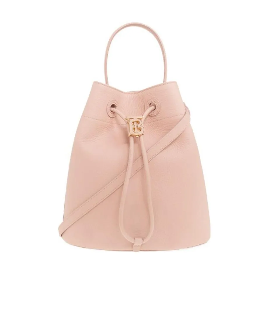 Burberry Logo Plaque Drawstring Bucket Bag