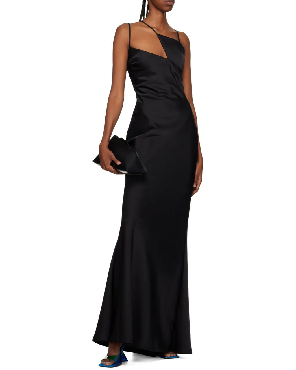 The Attico Melva Asymmetric Neckline Maxi Dress