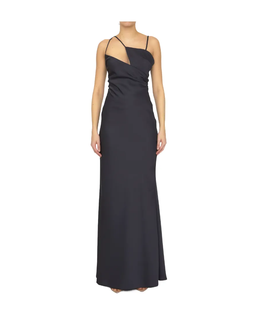 The Attico Melva Asymmetric Neckline Maxi Dress