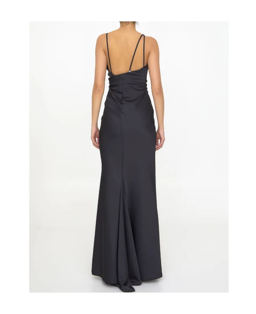 The Attico Melva Asymmetric Neckline Maxi Dress
