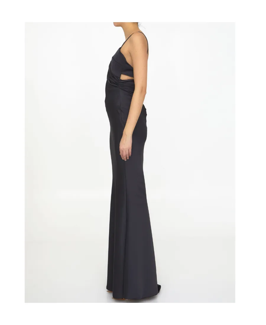 The Attico Melva Asymmetric Neckline Maxi Dress