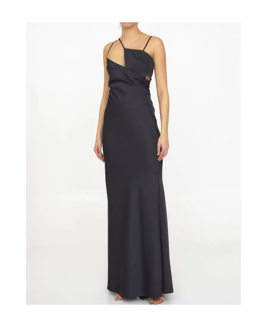 The Attico Melva Asymmetric Neckline Maxi Dress