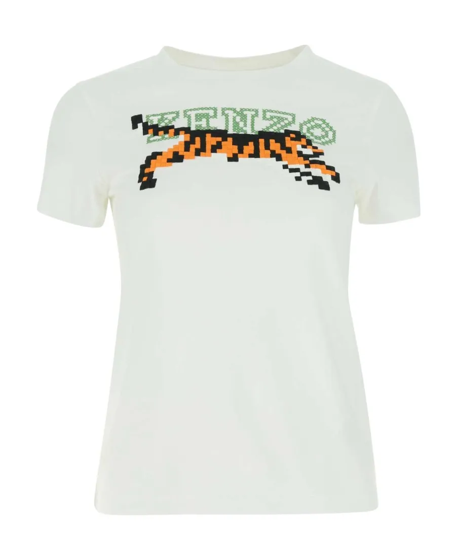Kenzo Tiger Motif Embroidered Crewneck T-Shirt