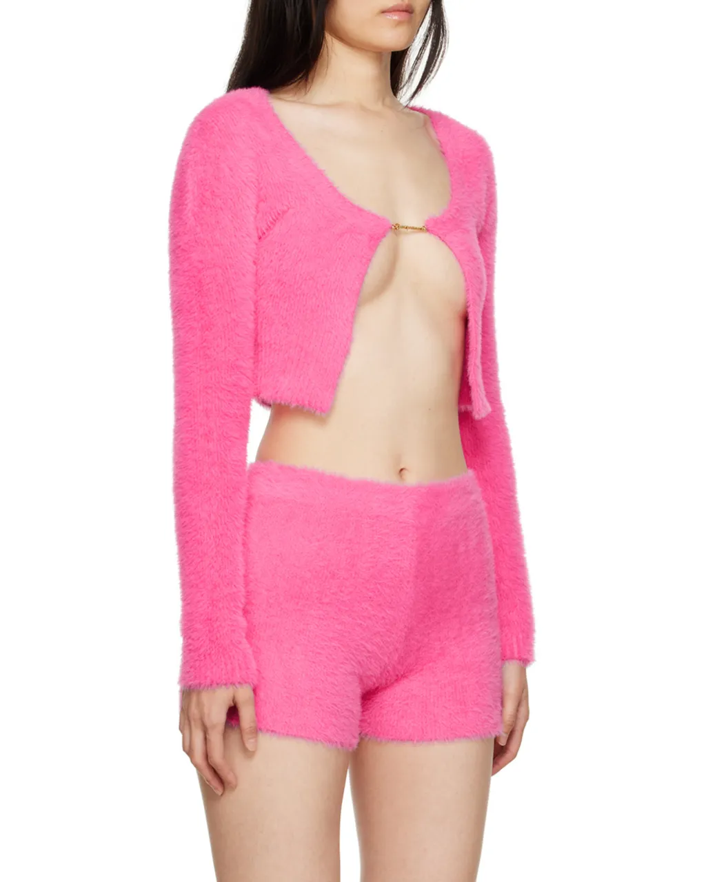 La Maille Logo-Charm Cropped Knitted Cardigan