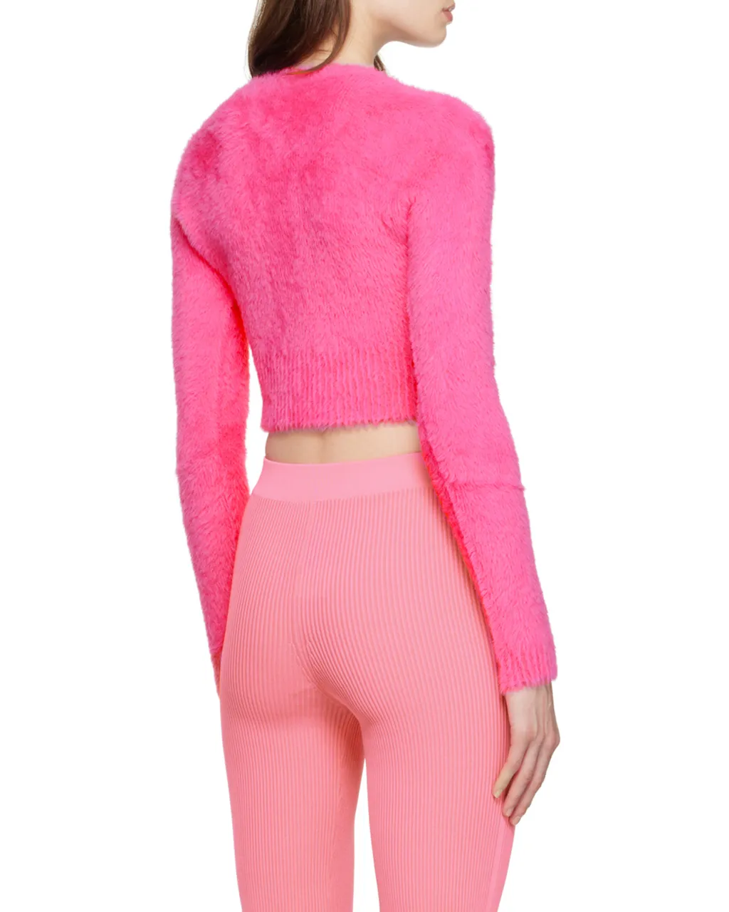 La Maille Logo-Charm Cropped Knitted Cardigan