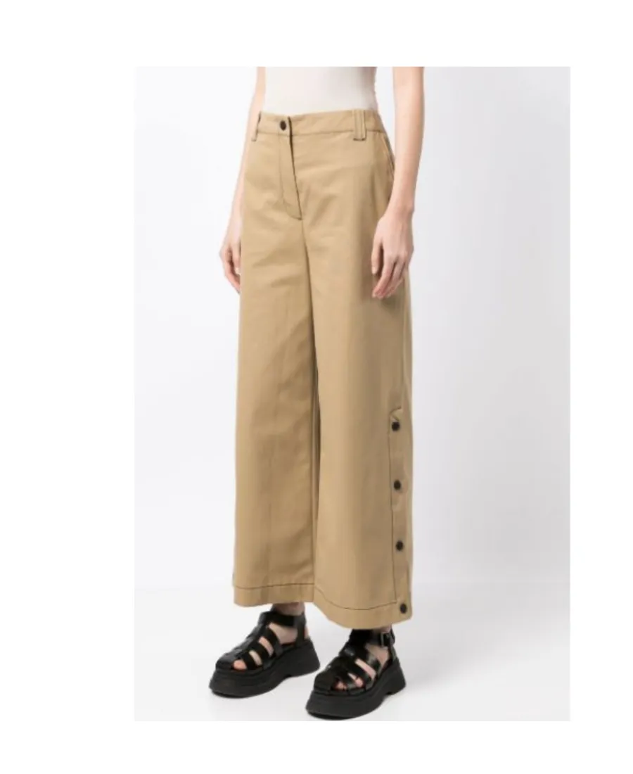 High-Waisted Buttoned Cropped Trousers