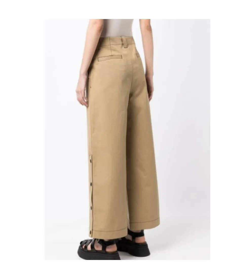 High-Waisted Buttoned Cropped Trousers