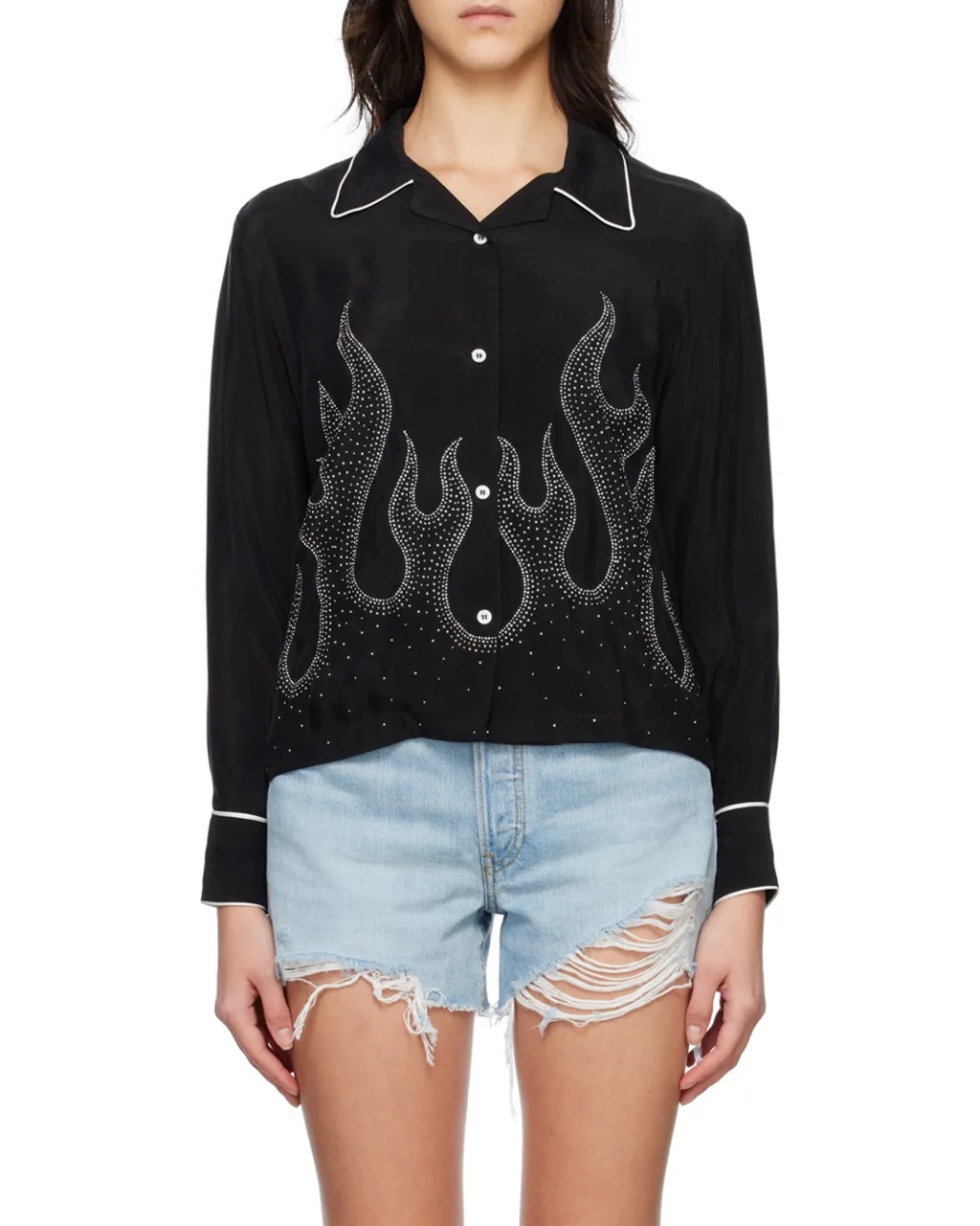 Flame-Embroidered Shirt