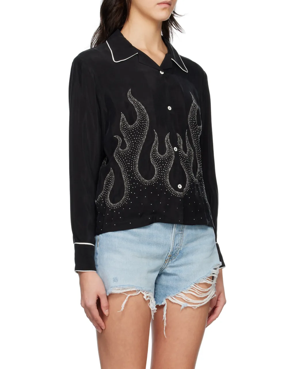 Flame-Embroidered Shirt