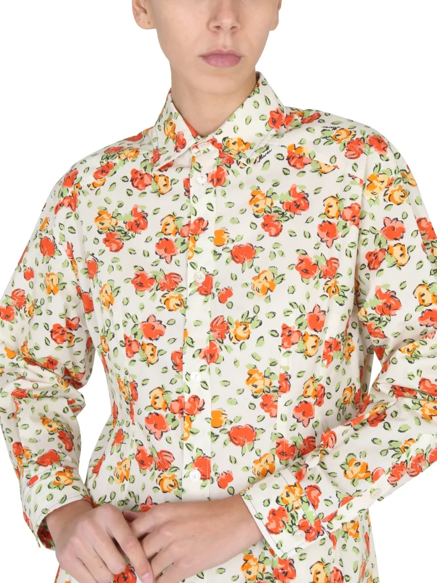 Marni Floral Patterned Shirt Dress