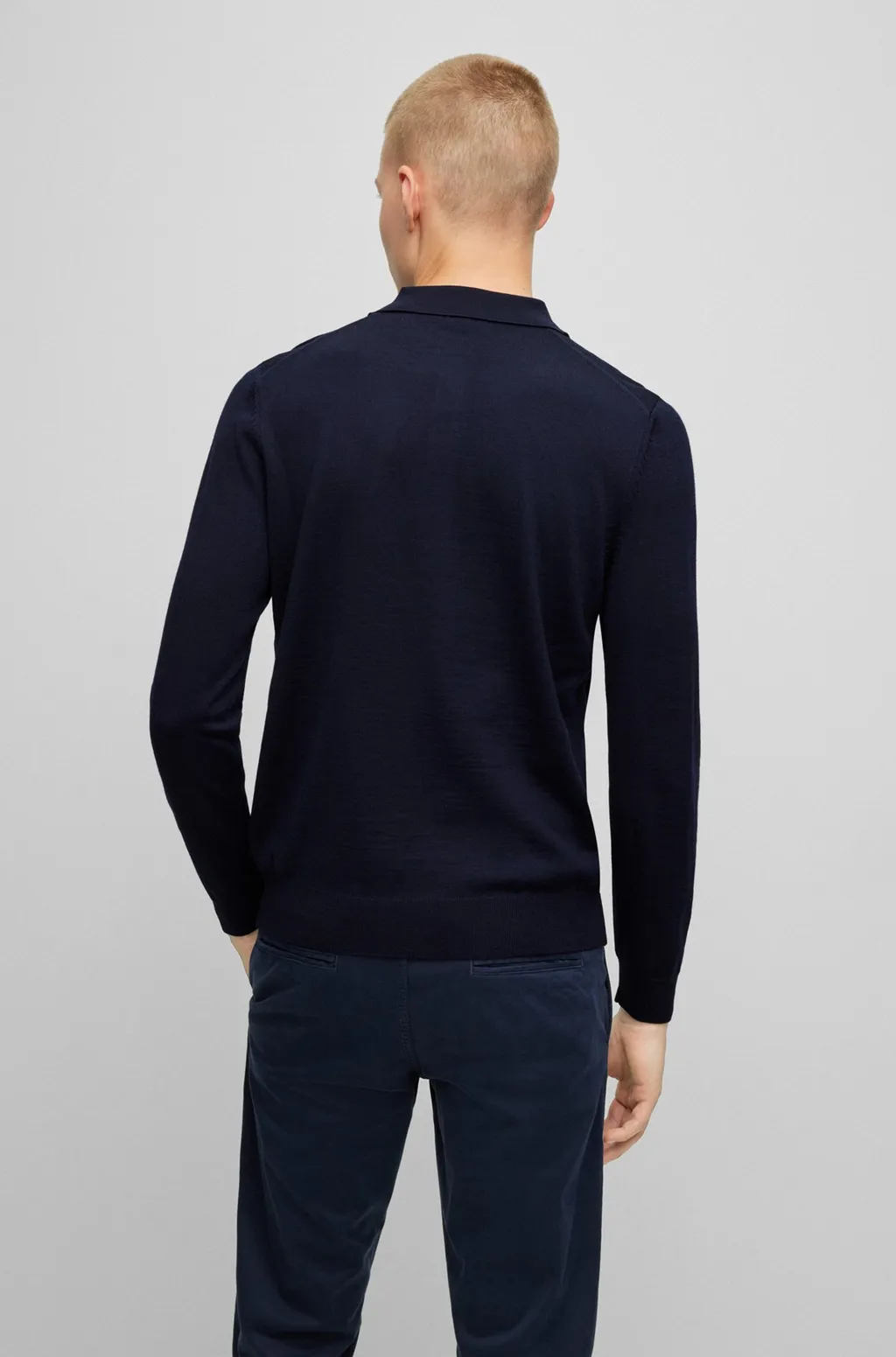 Boss Hugo Boss Logo Embroidered Long-Sleeved Polo Shirt