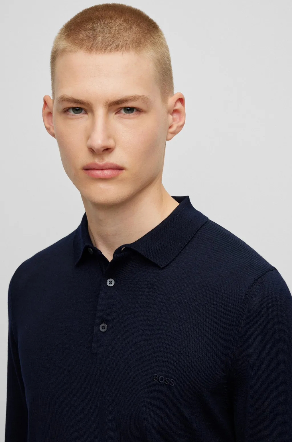 Boss Hugo Boss Logo Embroidered Long-Sleeved Polo Shirt