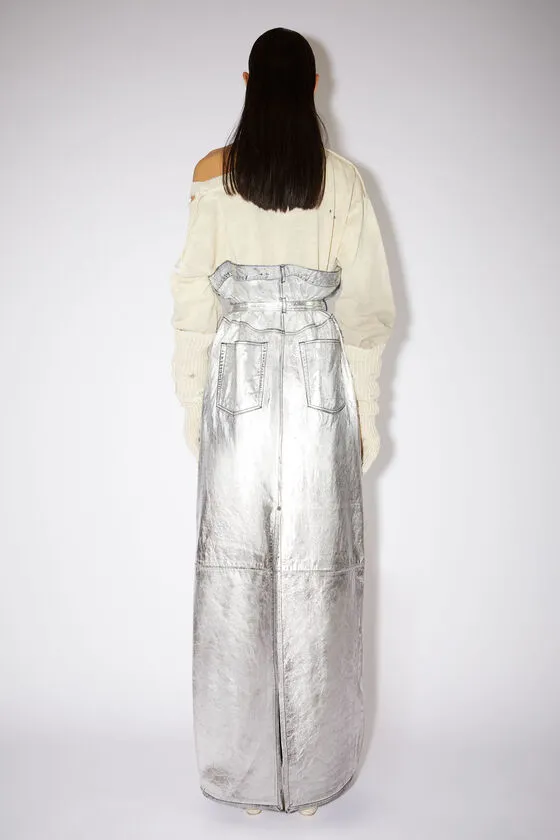Metallic Paperbag-Waist Maxi Skirt
