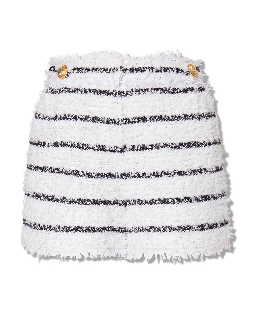 Balmain Button Detailed Striped Tweed Shorts