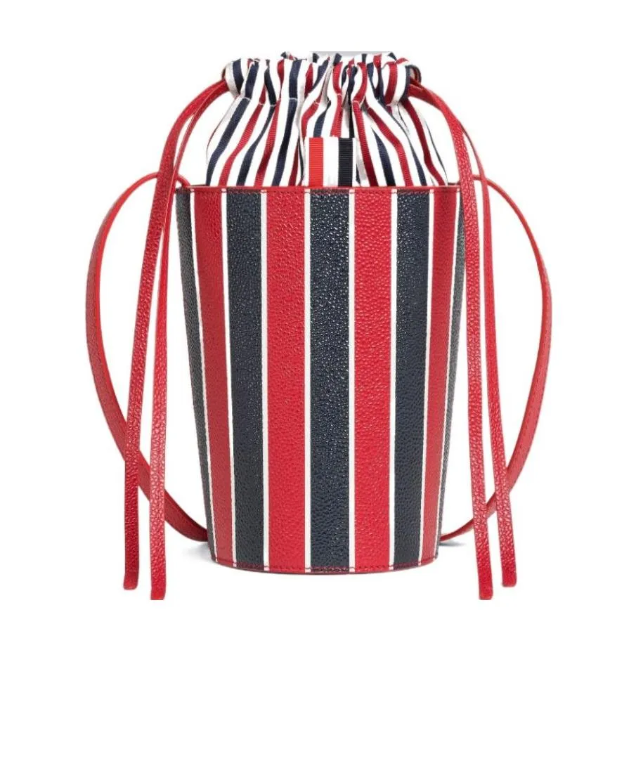 Thom Browne Rwb-Striped Mini Bucket Bag