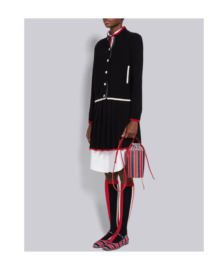 Thom Browne Rwb-Striped Mini Bucket Bag