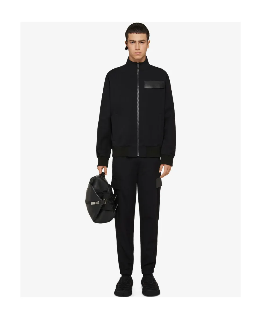 Slim Fit Jogger Pants In Jersey And Leather