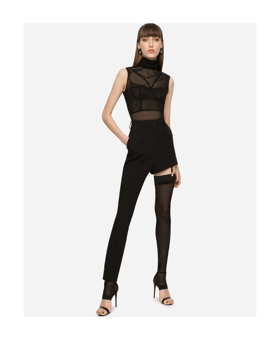 Dolce & Gabbana Tulle Turtle-Neck Sleeveless Top