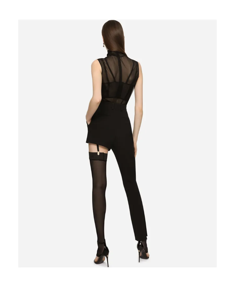 Dolce & Gabbana Tulle Turtle-Neck Sleeveless Top