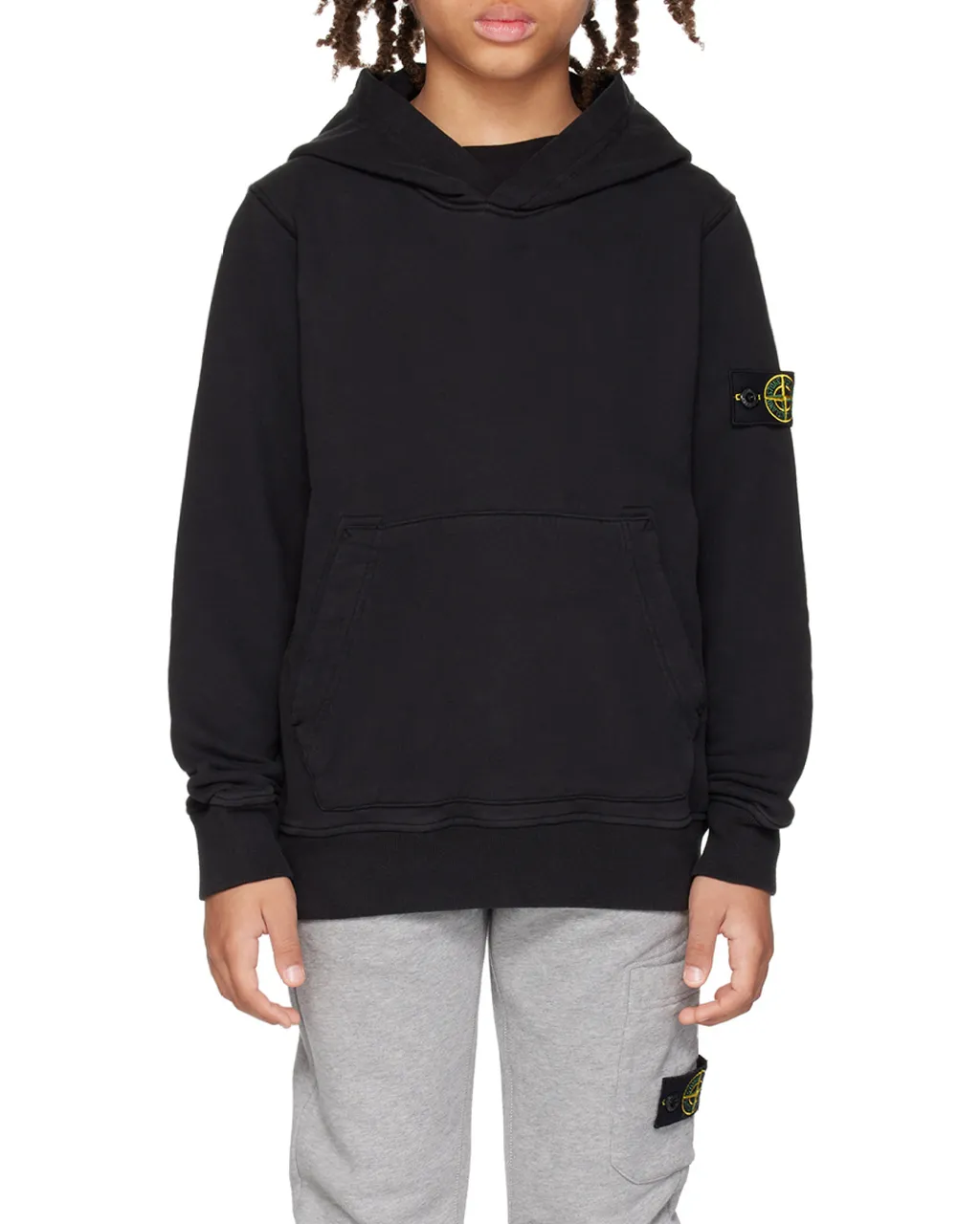 Stone Island Junior Compass Patch Long-Sleeved Hoodie