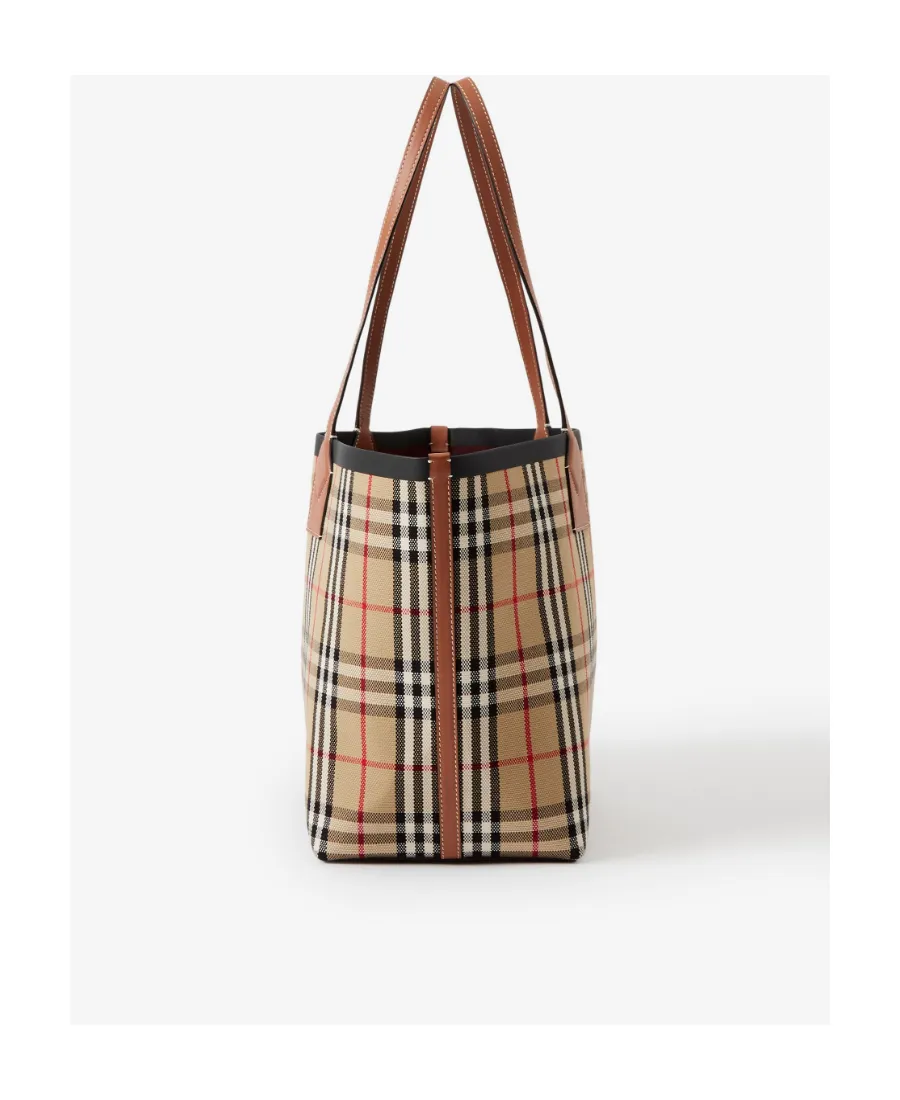 Burberry All-Over Tartan Print Medium Tote Bag