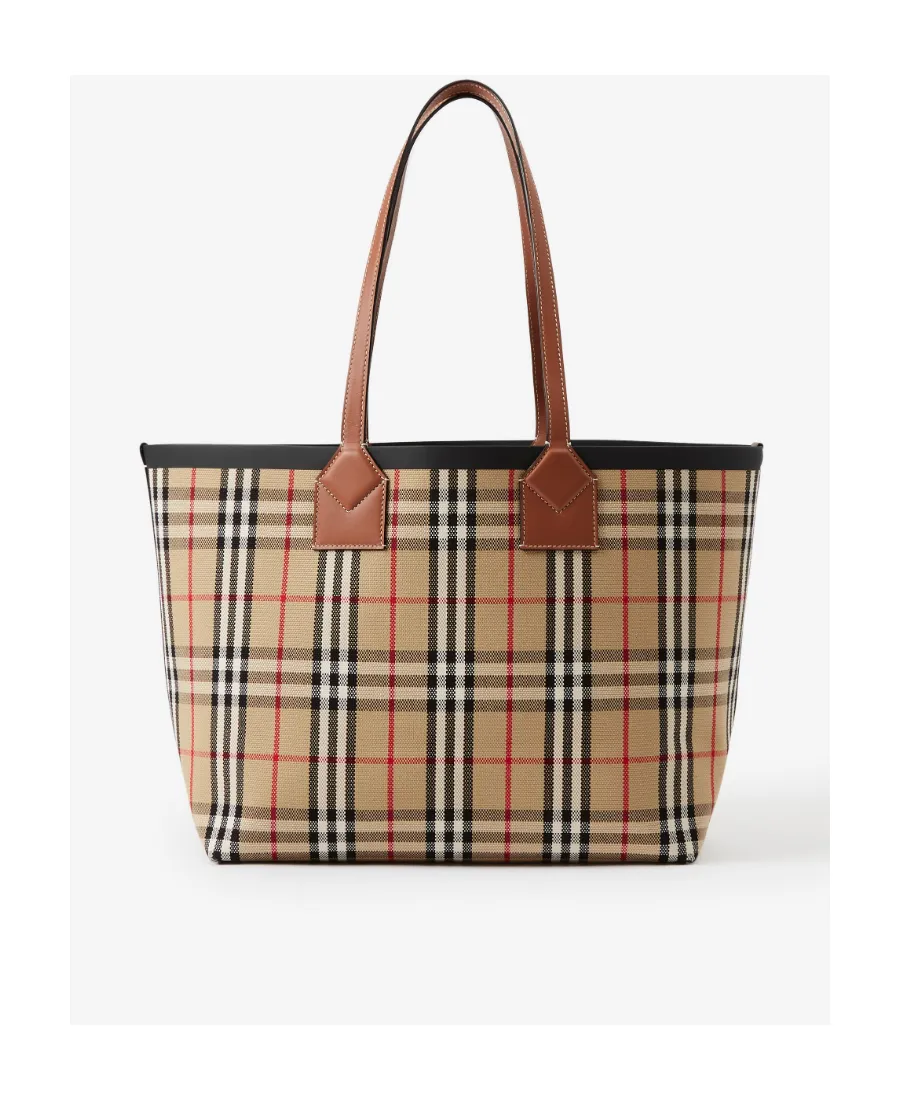 Burberry All-Over Tartan Print Medium Tote Bag