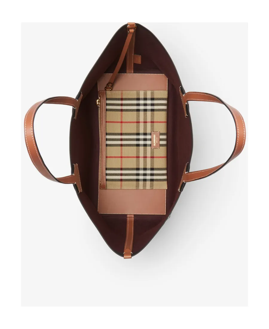 Burberry All-Over Tartan Print Medium Tote Bag