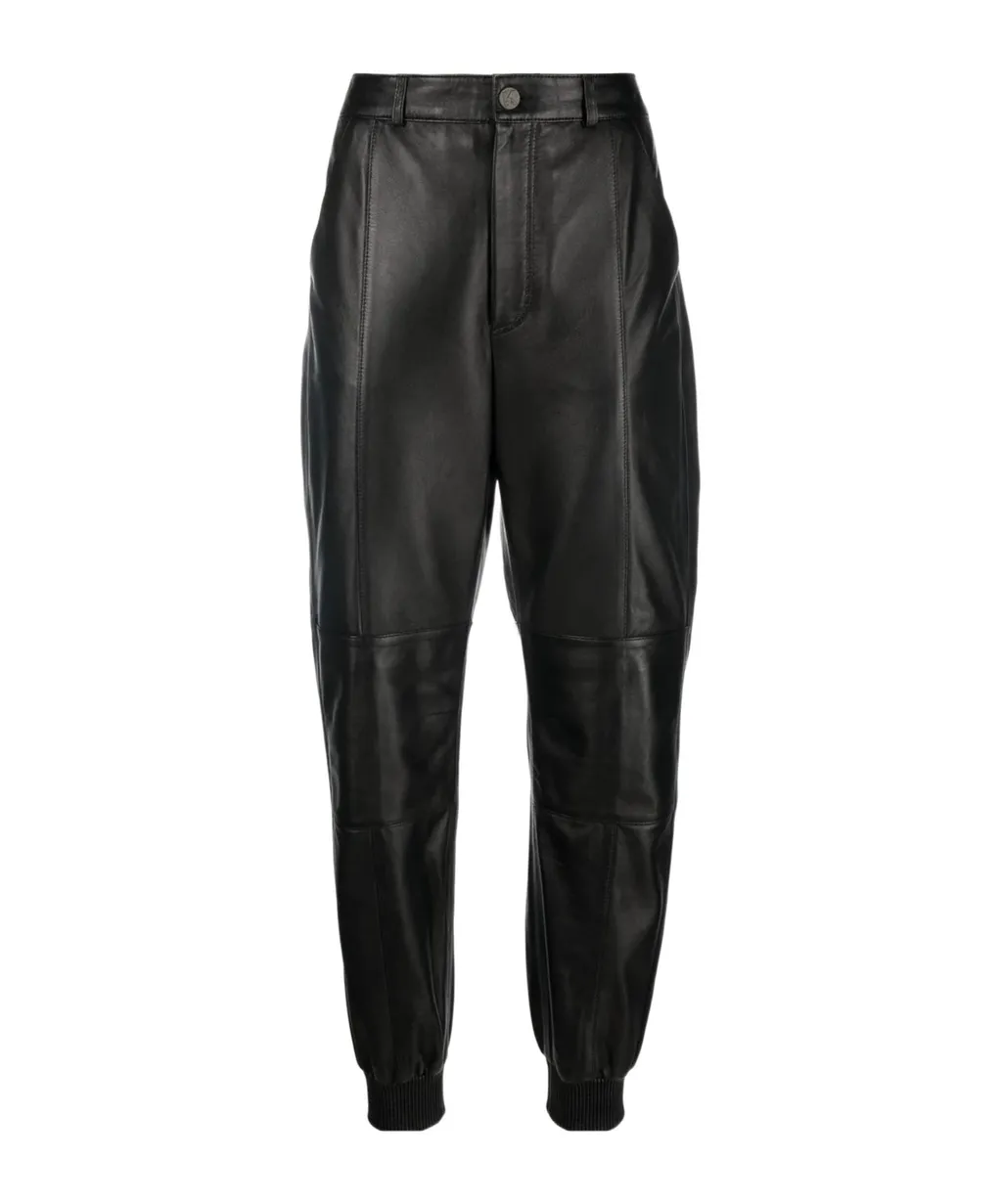 Tapered-Leg Leather Trousers