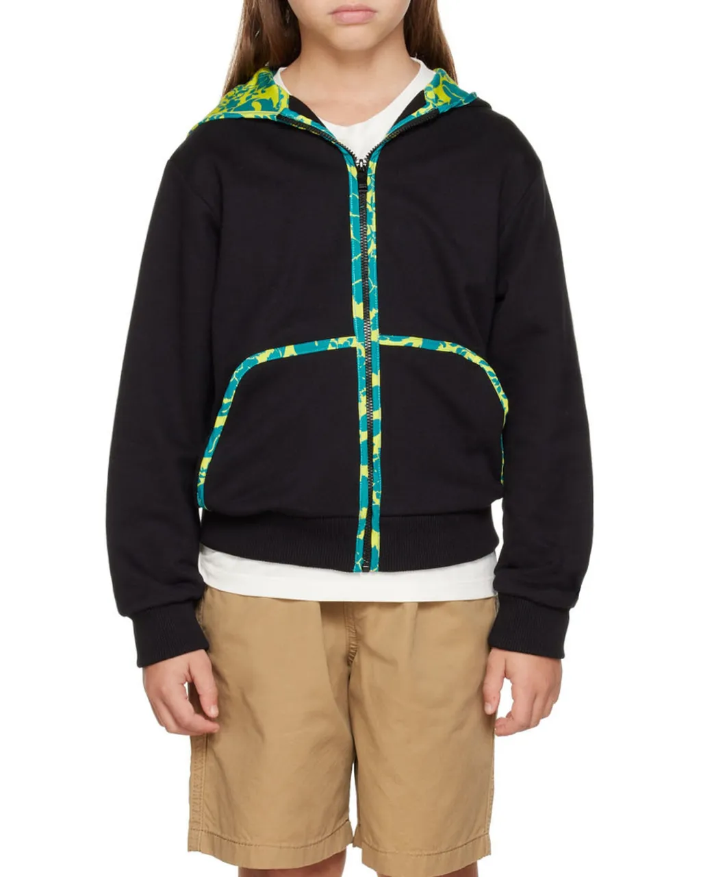 Zip-Up Patterned Hooded
