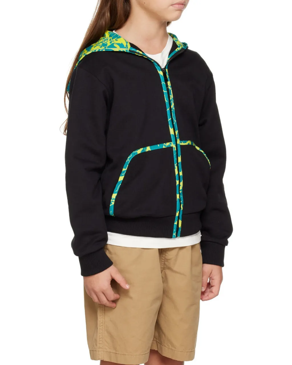 Zip-Up Patterned Hooded