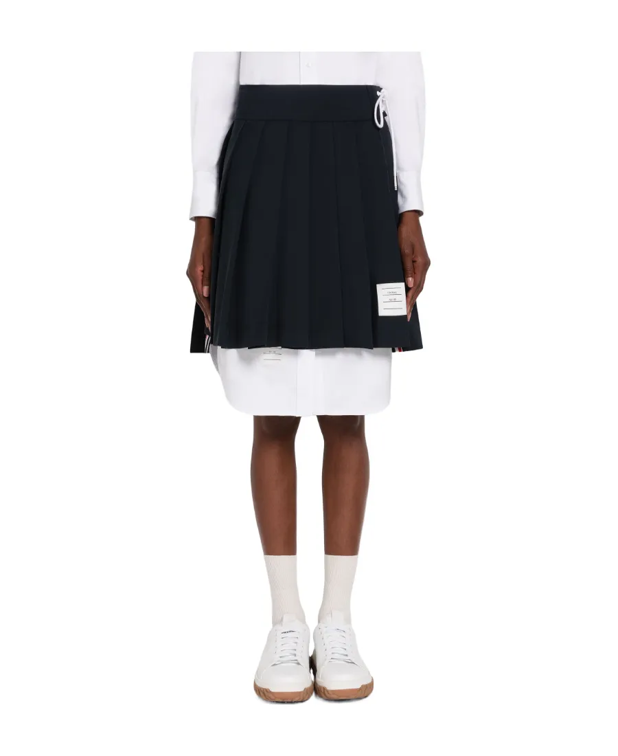 Pleated Drop-Hem Mini Skirt