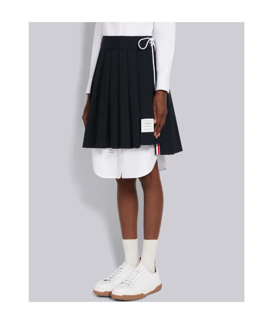 Pleated Drop-Hem Mini Skirt