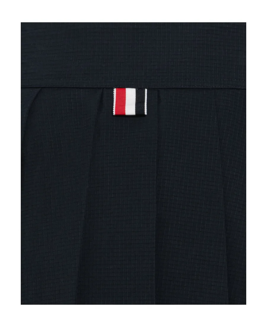 Pleated Drop-Hem Mini Skirt