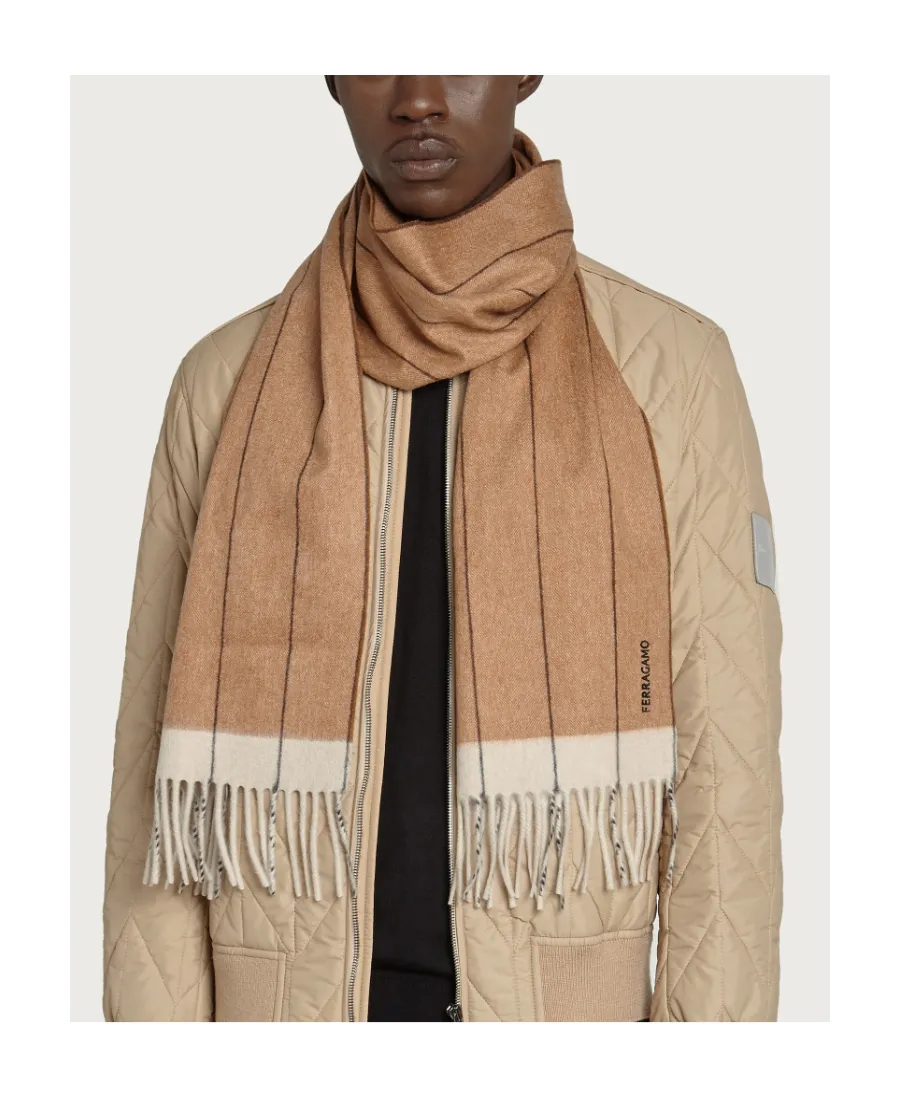 Ferragamo Striped Fringed-Edge Scarf