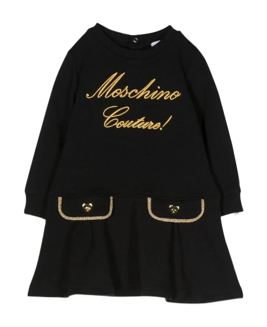 Embroidered Faux-Pockets Dress
