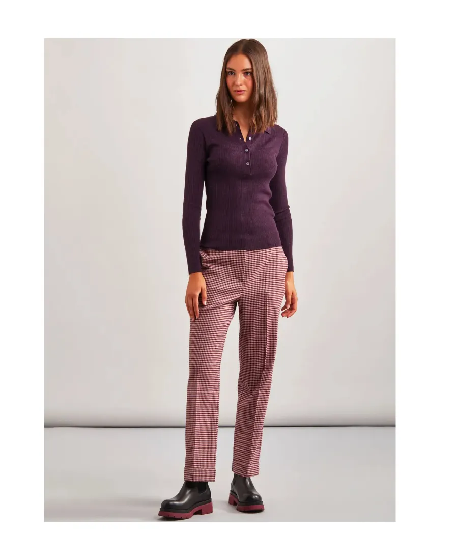 Check Straight Casual Pants