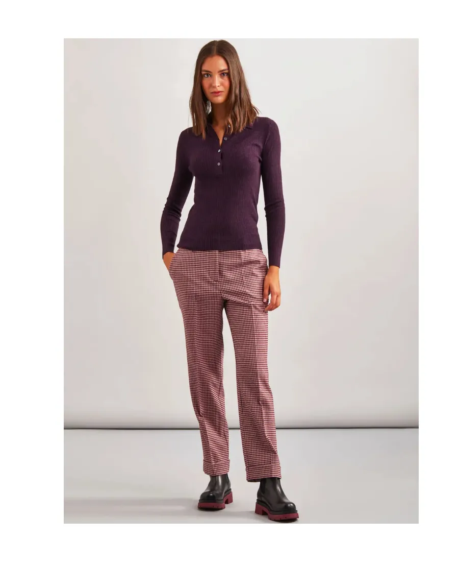 Check Straight Casual Pants