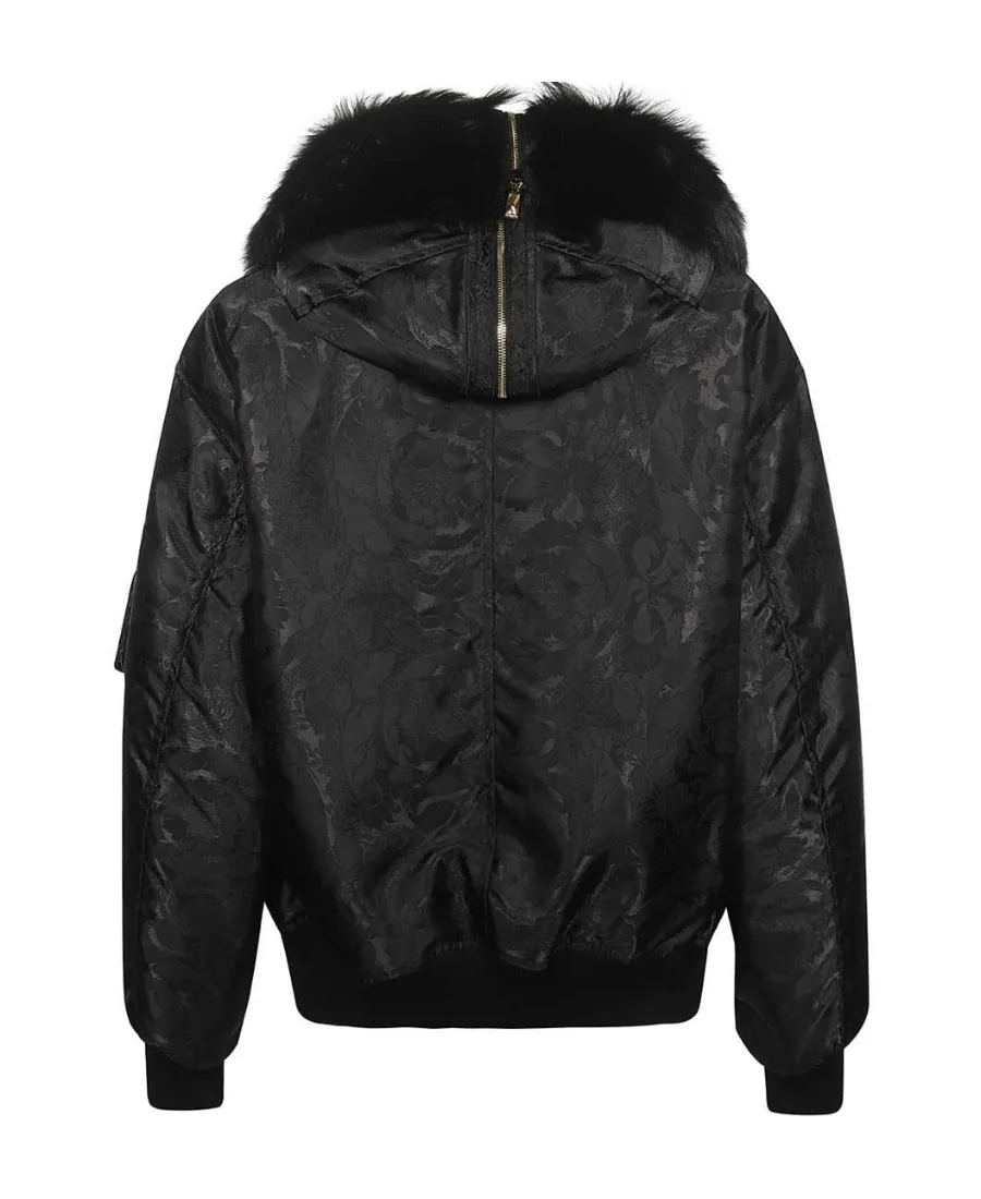 Baroque-Print Shearling-Lined Jacket