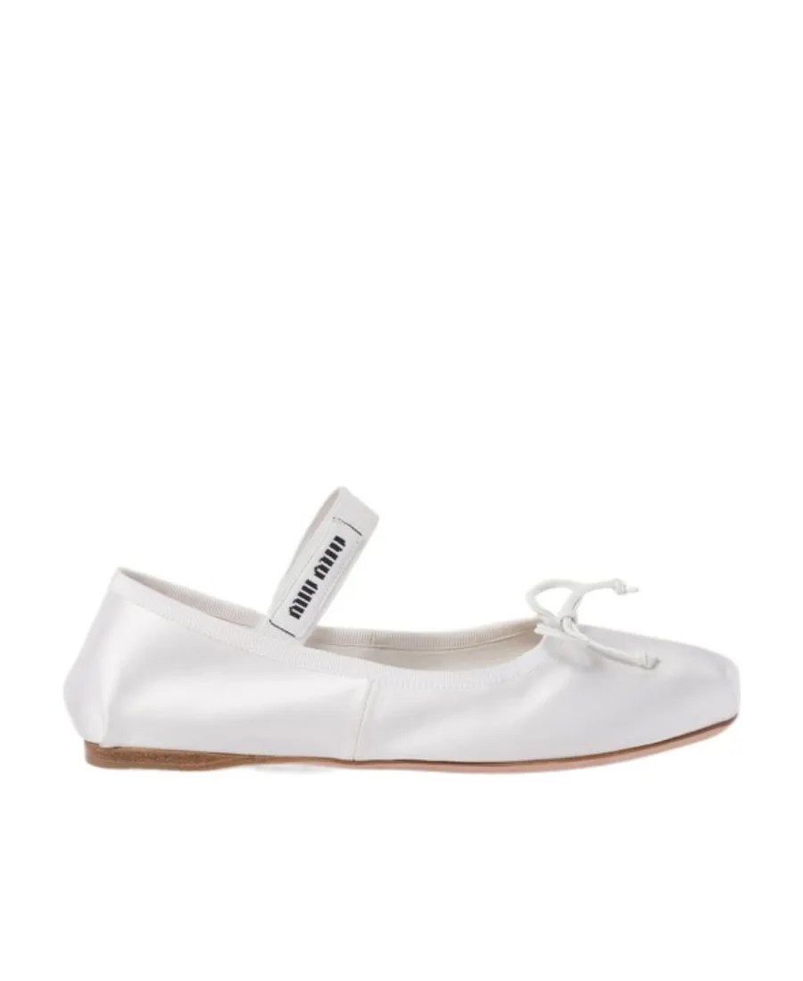 Miu Miu Bow-Detailed Slip-On Satin Ballerina Shoes