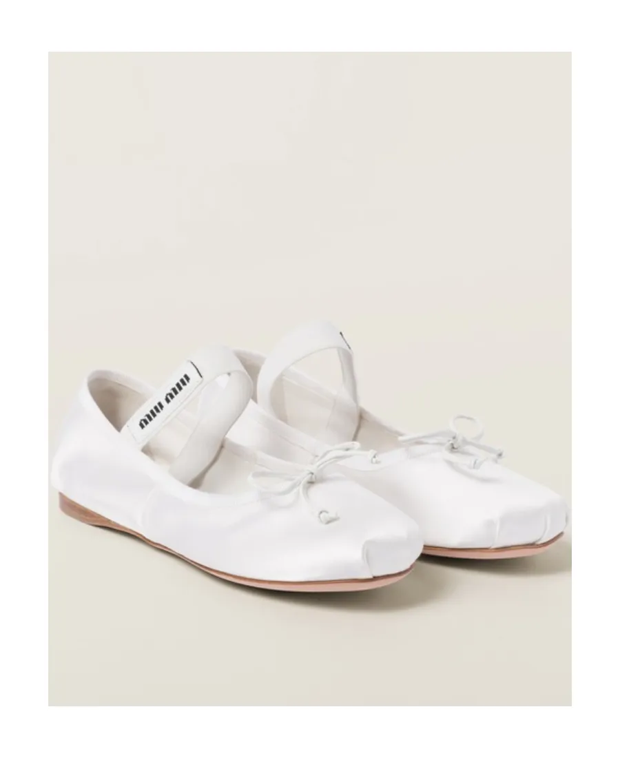 Miu Miu Bow-Detailed Slip-On Satin Ballerina Shoes