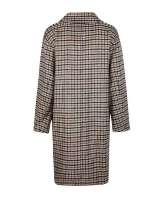 Single-Breasted Plaid Coat