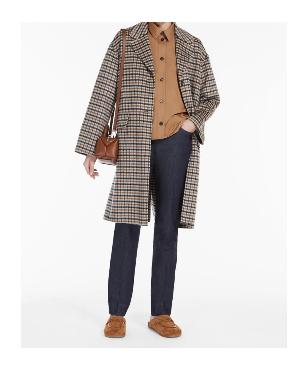 Single-Breasted Plaid Coat