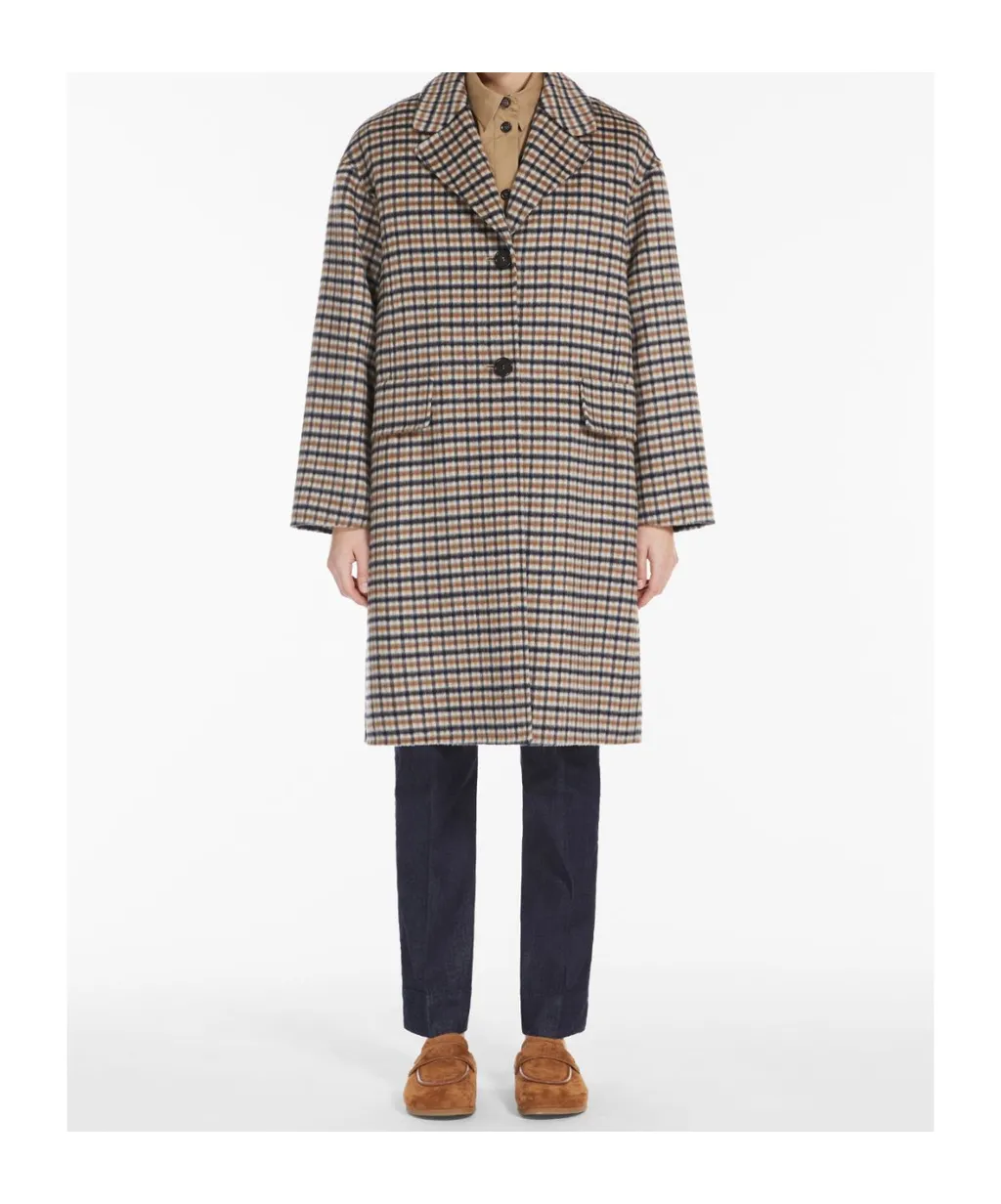 Single-Breasted Plaid Coat