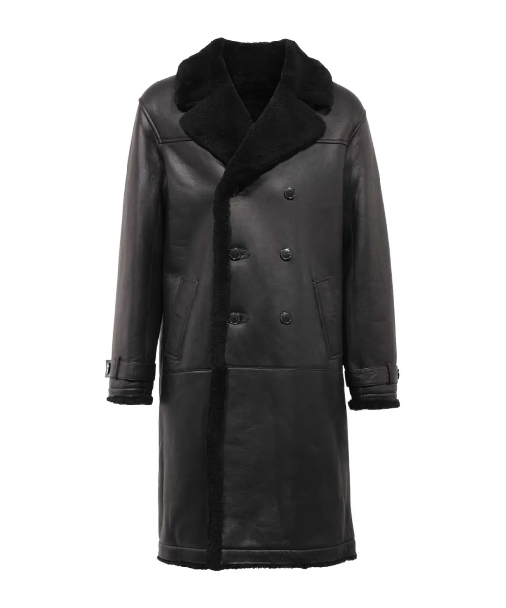 Long-Sleeved Leather Coat