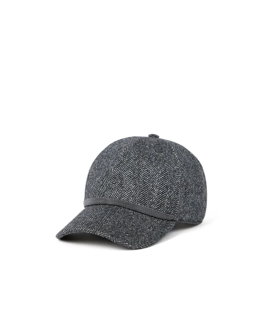 Brunello Cucinelli Brushed Chevron Baseball Cap